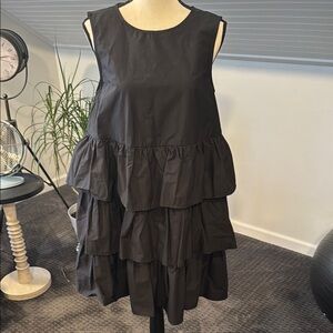 Who What Wear Black Ruffled Tiered Mini Dress